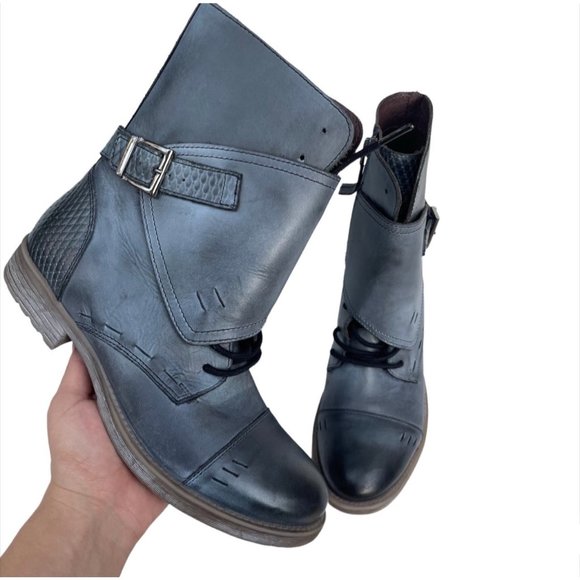 Bed Stu Shoes - ROAN Deception Buckle Boot Gray 7.5